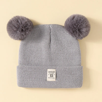 Solid Color Wool Knitted Bonnet Bebe Newborn Baby Hat Pompom Cute Winter Hat for Kids Boys Girls Children Warm Beanie Cap 0-3Y